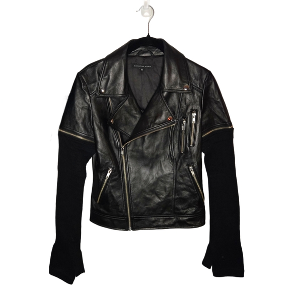 Unique Italian Black Covet Leather Moto Jacket 🖤🖤🖤